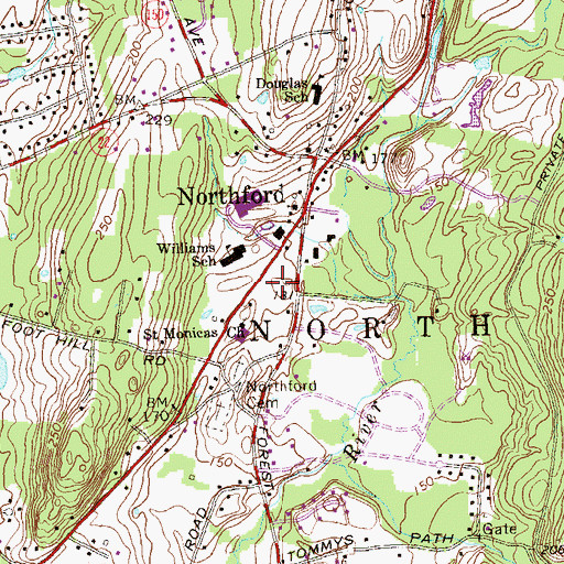 Topographic Map of North Branford Fire Department Ambulance Headquarters, CT