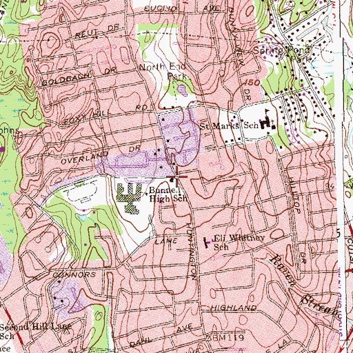 Topographic Map of Stratford Fire Department Station 2, CT