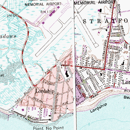 Topographic Map of Stratford Fire Department Station 3, CT
