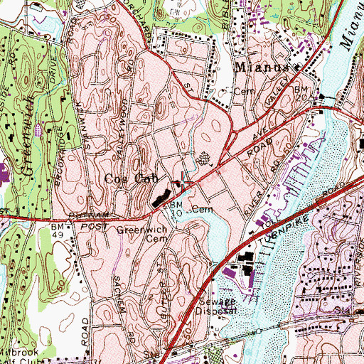 Topographic Map of Greenwich Fire Department Station 2 Cos Cob, CT