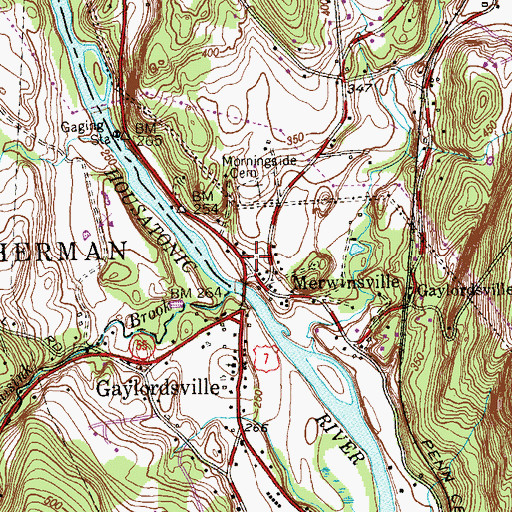 Topographic Map of Gaylordsville Volunteer Fire Department, CT