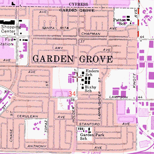 Topographic Map of Enders Elementary School, CA