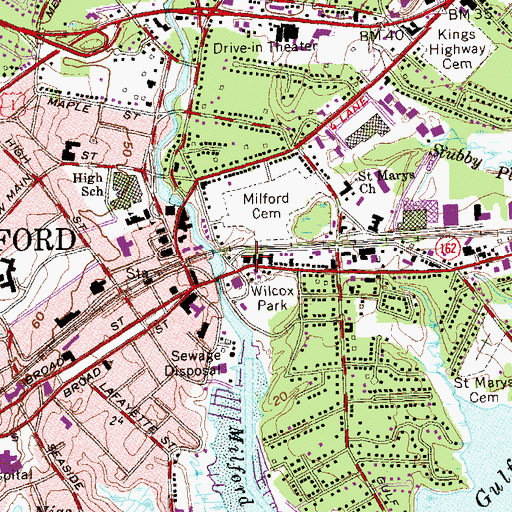 Topographic Map of Milford Fire Department Headquarters, CT