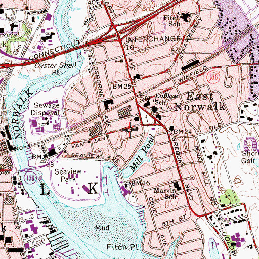 Topographic Map of Norwalk Fire Department Station 3, CT