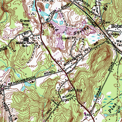 Topographic Map of Botsford Fire Rescue, CT
