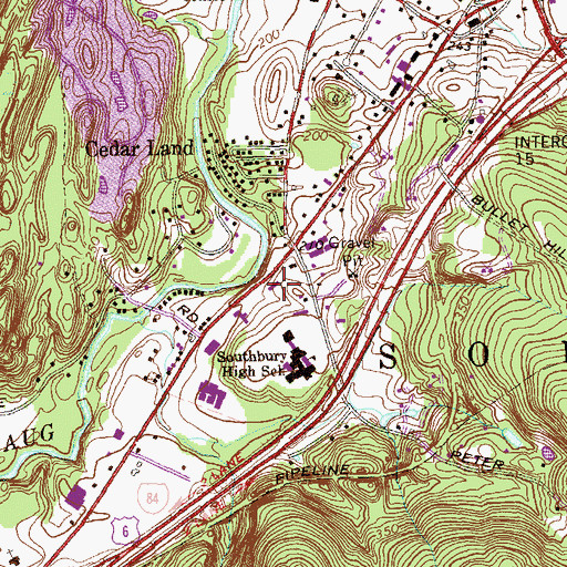 Topographic Map of Southbury Volunteer Fire Department, CT