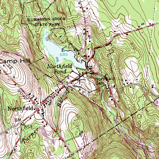 Topographic Map of Northfield Volunteer Fire Company, CT