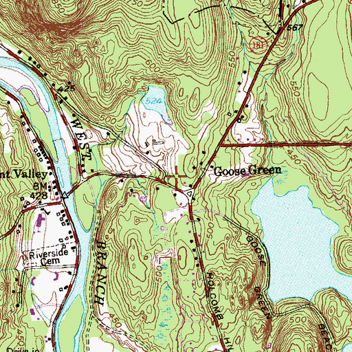 Topographic Map of Pleasant Valley Volunteer Fire Department, CT