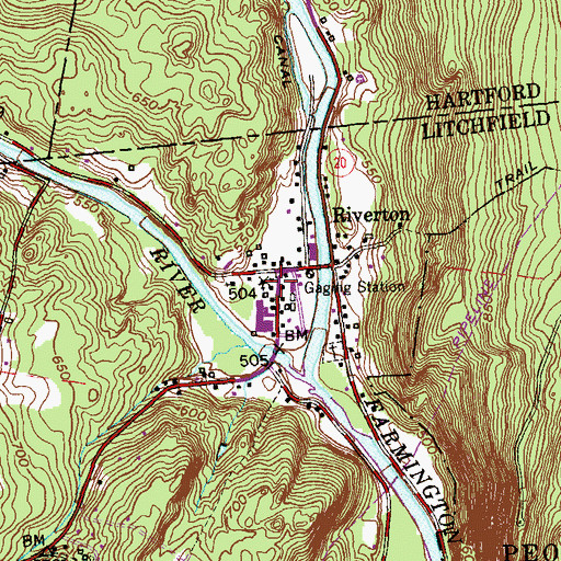 Topographic Map of Riverton Volunteer Fire Company, CT