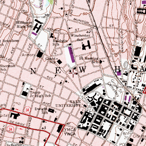 Topographic Map of New Haven Fire Department Engine Company 6, CT