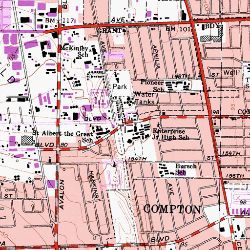 Topographic Map of Enterprise Middle School, CA