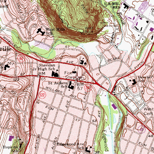 Topographic Map of New Haven Fire Department Engine Company 15, CT