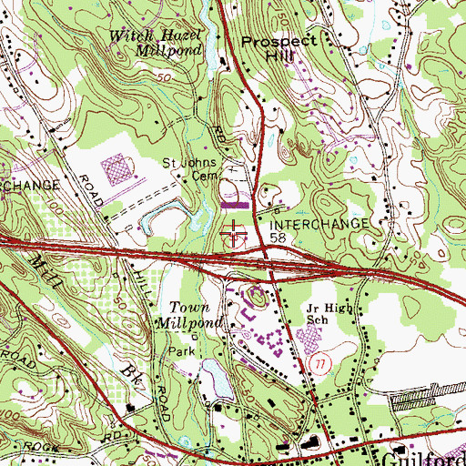 Topographic Map of Guilford Fire Department Headquarters, CT