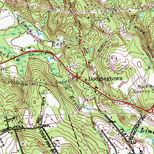 Topographic Map of Dodgingtown Volunteer Fire Company, CT