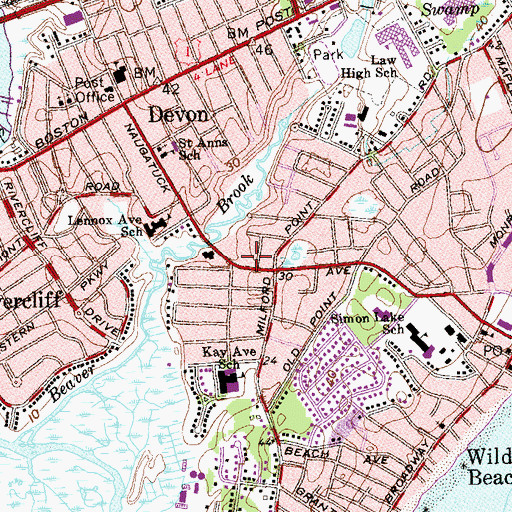 Topographic Map of Milford Fire Department Station 8, CT