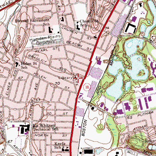 Topographic Map of Hamden Fire Department Station 2, CT