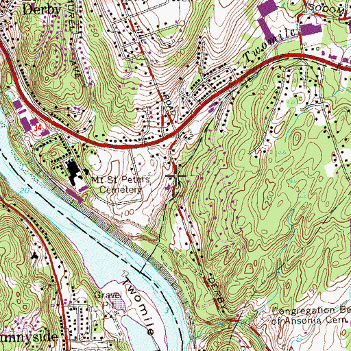 Topographic Map of Derby Fire Department East End Hose Company 3, CT
