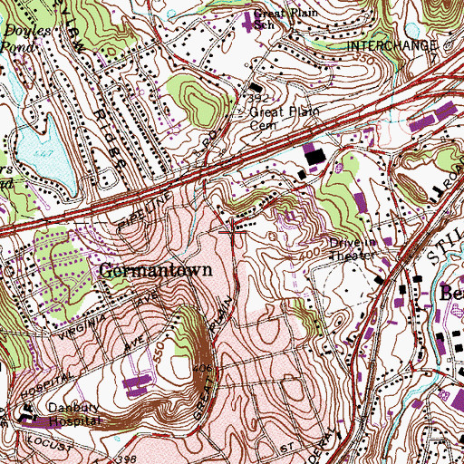 Topographic Map of Germantown Volunteer Hose Company 10, CT