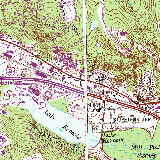 Topographic Map of Mill Plain Volunteer Fire Company 12, CT