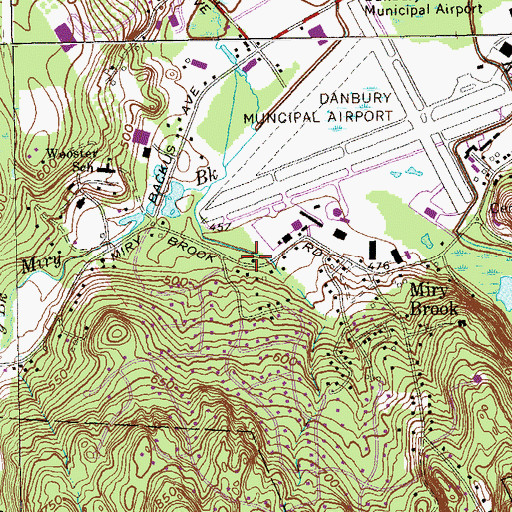 Topographic Map of Miry Brook Volunteer Fire Company 13, CT