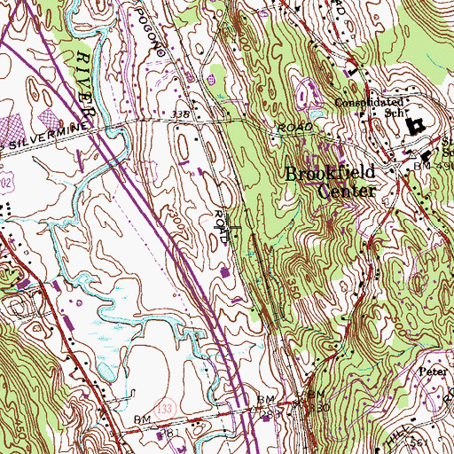 Topographic Map of Brookfield Volunteer Fire Company, CT
