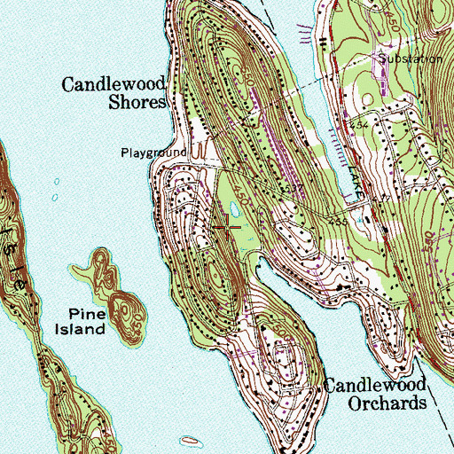 Topographic Map of Candlewood Company, CT