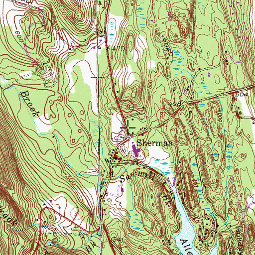 Topographic Map of Sherman Volunteer Fire Department, CT