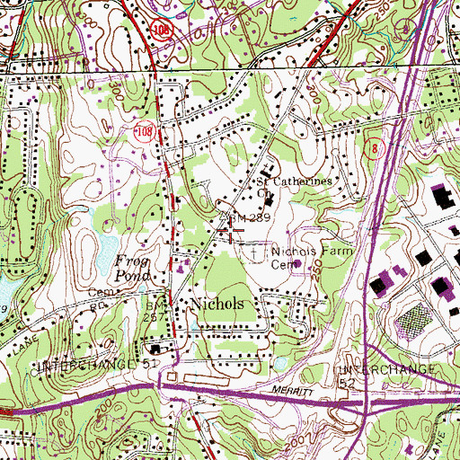 Topographic Map of Nichols Fire Department Station 1 Headquarters, CT