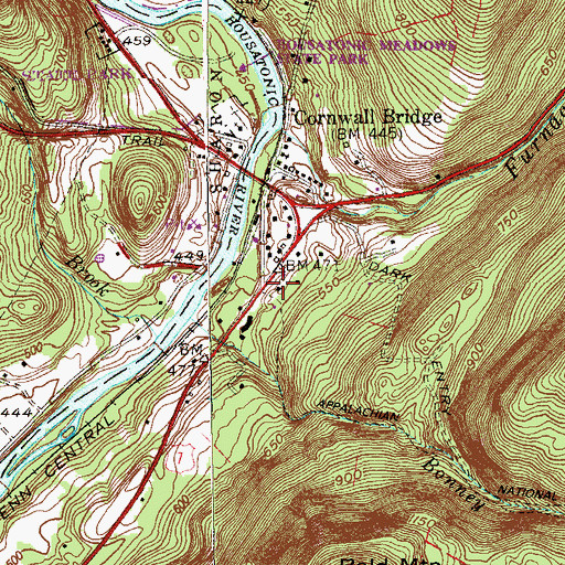 Topographic Map of Cornwall Volunteer Fire Department Cornwall Bridge Firehouse, CT