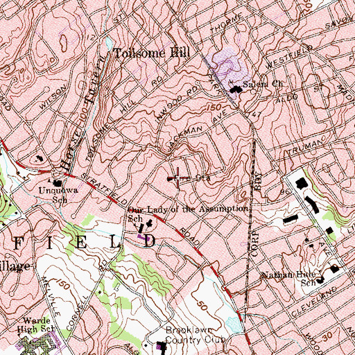 Topographic Map of Fairfield Fire Department Station 3, CT