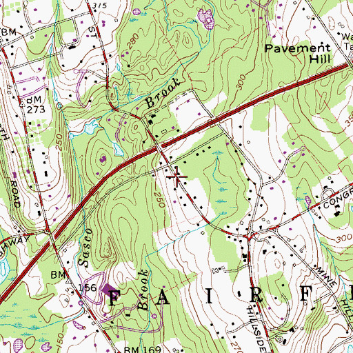 Topographic Map of Fairfield Fire Department Station 5, CT