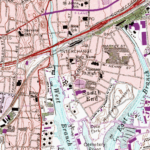 Topographic Map of Stamford Fire and Rescue Department Station 2, CT