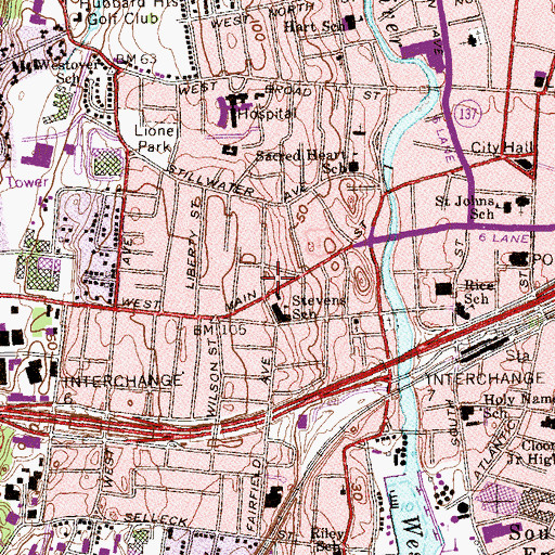 Topographic Map of Stamford Fire and Rescue Department Station 3, CT