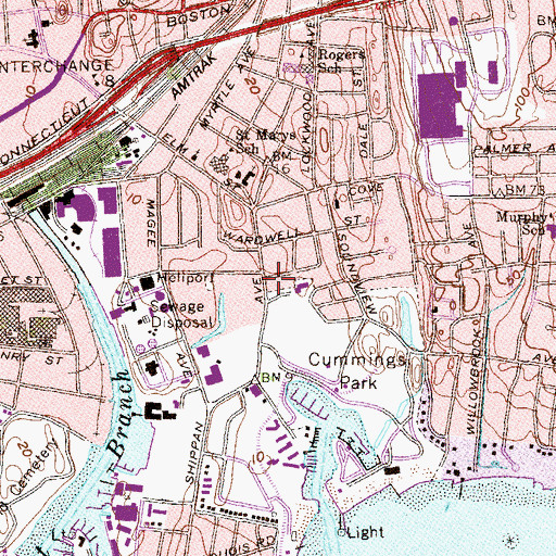 Topographic Map of Stamford Fire and Rescue Department Station 4, CT