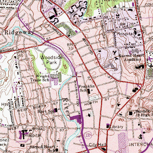 Topographic Map of Stamford Fire and Rescue Department Station 5, CT