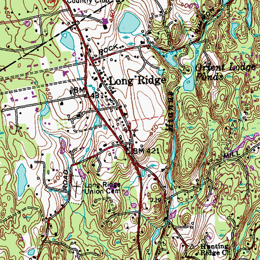 Topographic Map of Long Ridge Fire Company Station 1, CT
