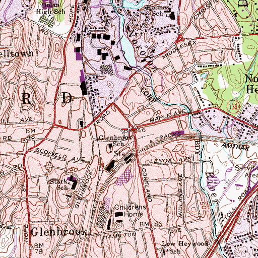 Topographic Map of Stamford Fire and Rescue Department Station 6, CT