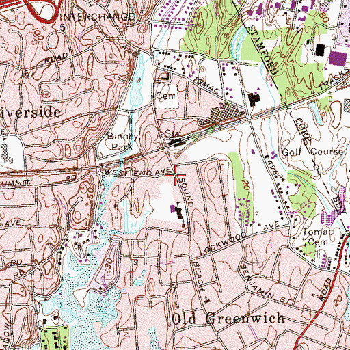 Topographic Map of Greenwich Fire Department Station 5 Sound Beach, CT
