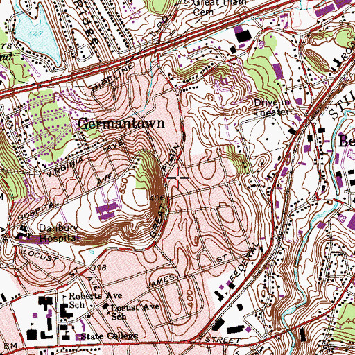 Topographic Map of Danbury Fire Department Engine 23, CT