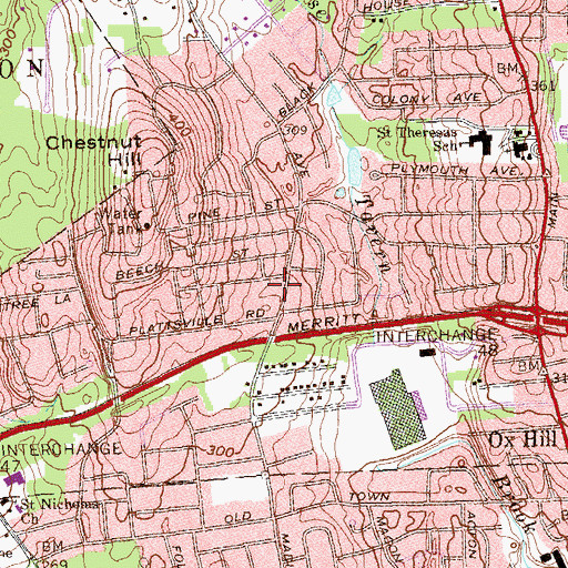Topographic Map of Long Hill Fire Department Station 3, CT
