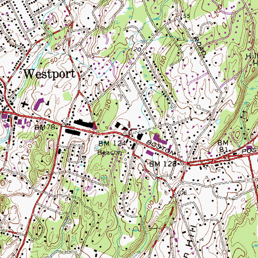 Topographic Map of Westport Fire Department Headquarters, CT