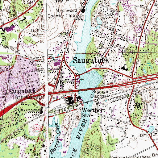 Topographic Map of Westport Fire Department Saugatuck Station, CT