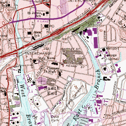 Topographic Map of Stamford Fire Department South End Station, CT