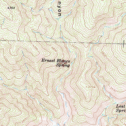 Topographic Map of Ernest Blanco Spring, CA