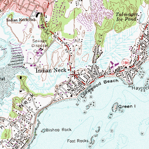 Topographic Map of Branford Fire Department Indian Neck Company 9, CT