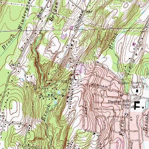 Topographic Map of Dunbar Hill Volunteer Fire Company Station 8, CT