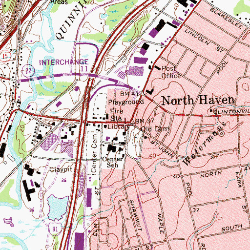 Topographic Map of North Haven Fire Department Headquarters, CT