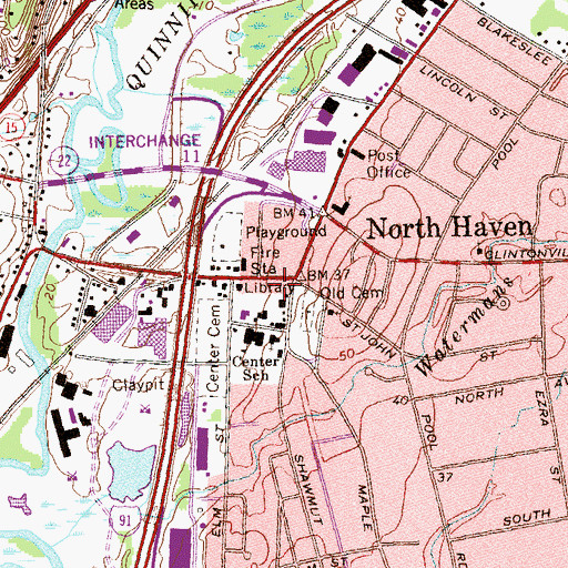Topographic Map of North Haven Fire Department Headquarters, CT