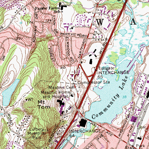 Topographic Map of Wallingford Fire Department, CT