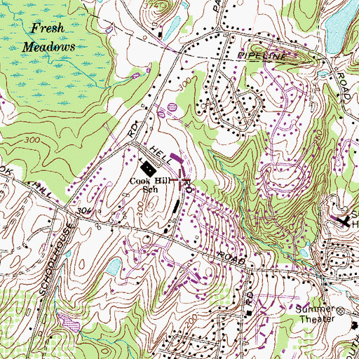 Topographic Map of Cook Hill Volunteer Fire Department, CT